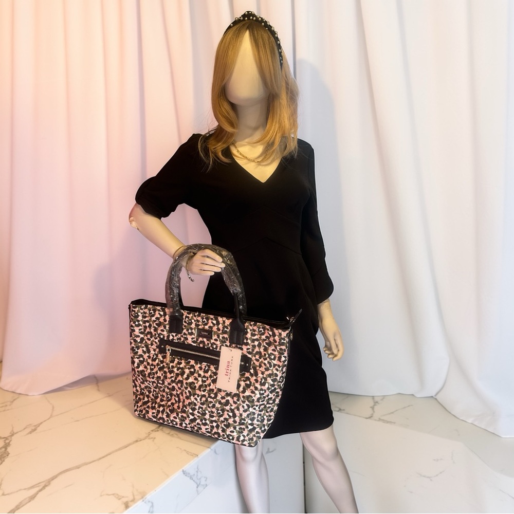 Trina Turk Pink and Green Leopard Print Tote - Picture 11 of 11